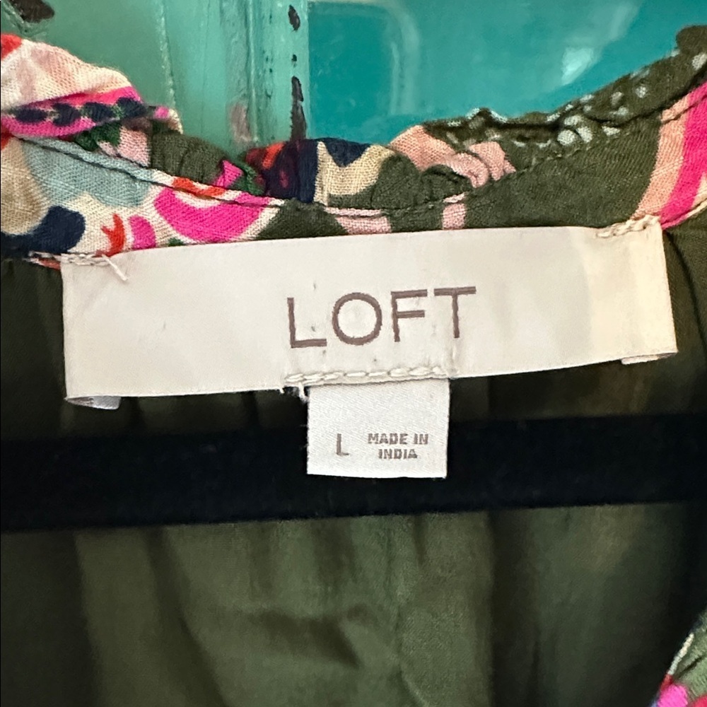 LOFT Green and Pink Floral Dress - Picture 2 of 7